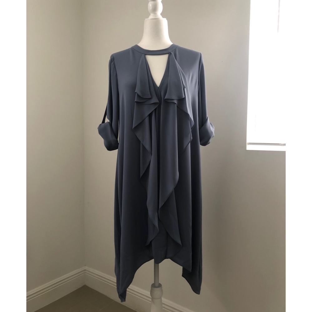 BCBG Cynthia Blue Ruffled Dress